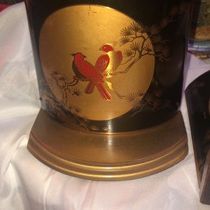 MCM cardinal vintage gold and black teakwood bookends